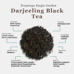 svamingo darjeeling black tea attributes including tea origin, tea type, tasting notes, caffeine level